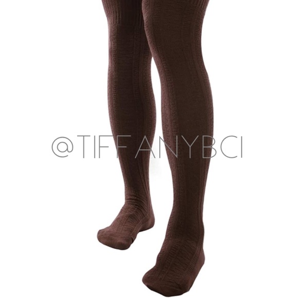 Cable Knit Warm Winter Thigh High Over the Knee Socks Brown - Picture 2 of 7